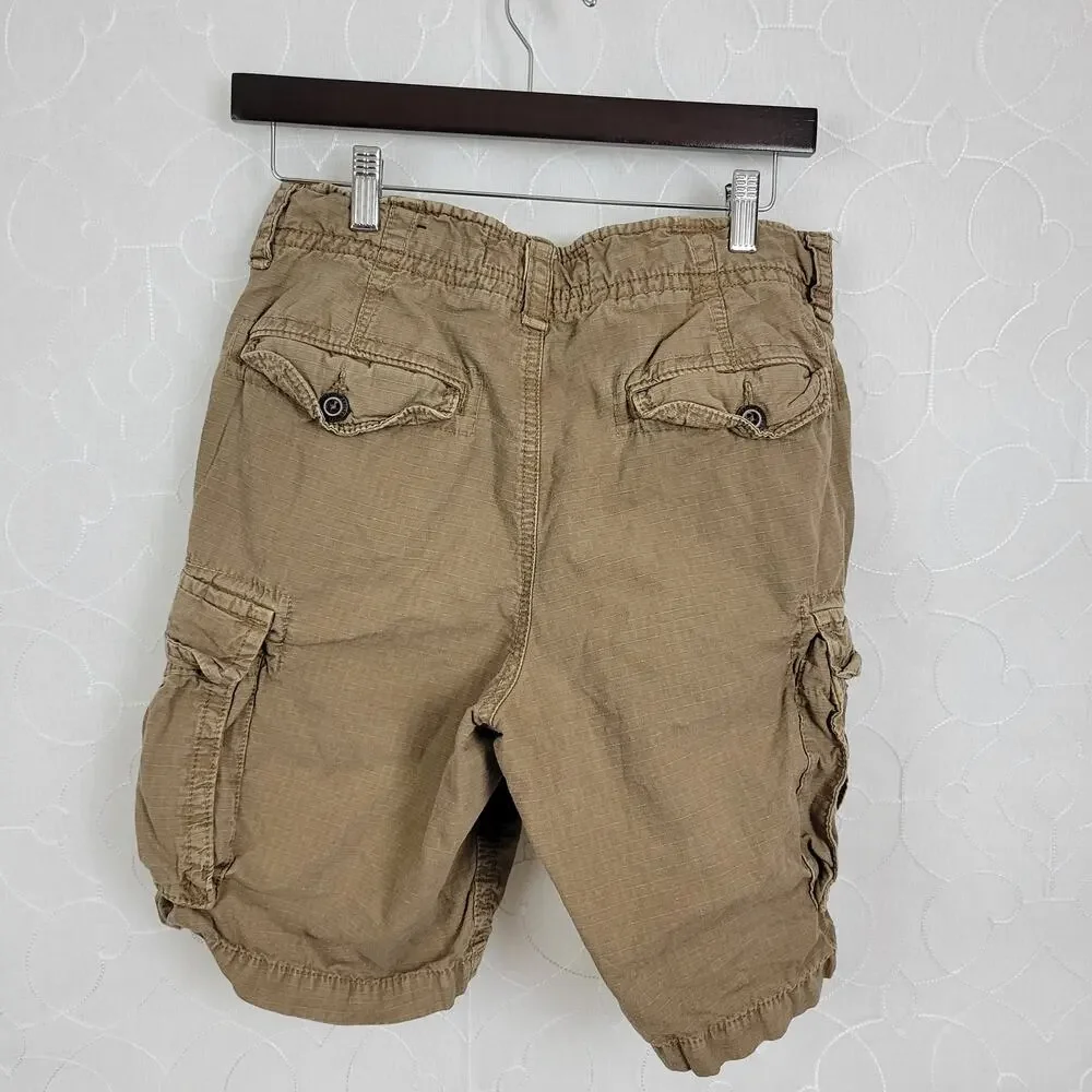 American Eagle Outfitters Men's Cargo Shorts 32 Khaki Tan Utility Pockets Casual